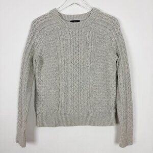 J. Crew Cable Knit Crewneck Sweater Women's Size Small Grey Lambs Wool Blend